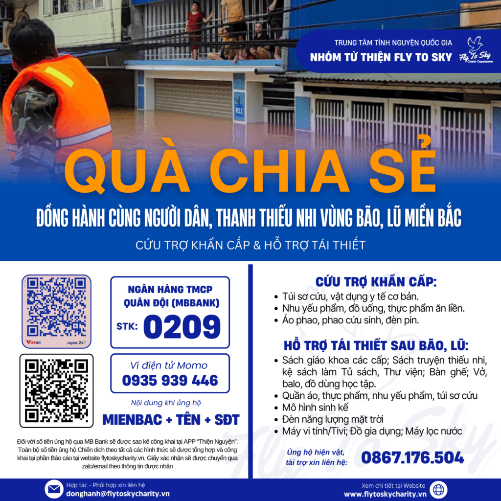 Nhóm từ thiện Fly To Sky kêu gọi ủng hộ đồng bào miền Bắc