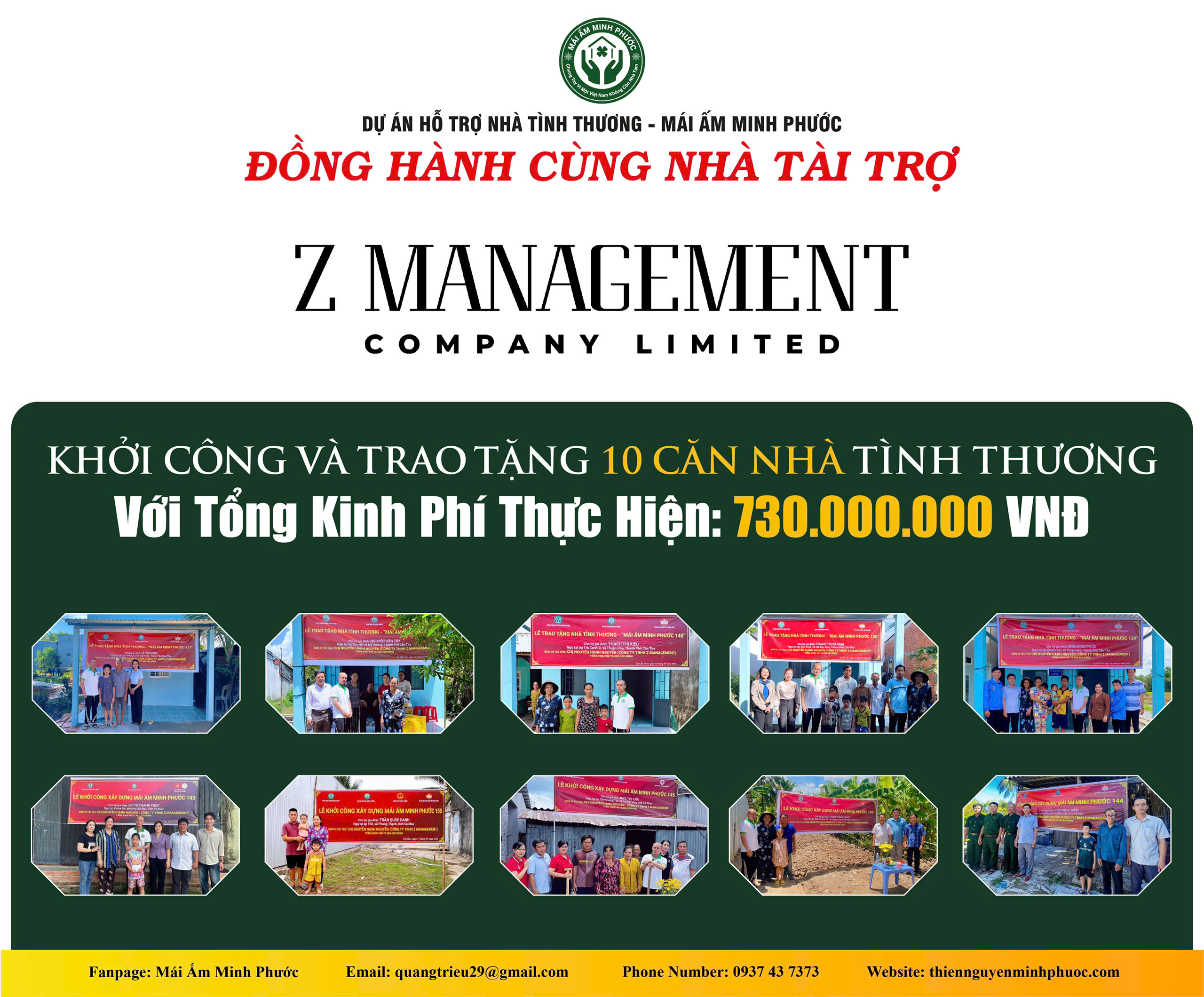 Dự Án “Mái Ấm Minh Phước” Thực Hiện 10 Căn Nhà Tình Thương Với Tổng Kinh Phí 730.000.000 VNĐ